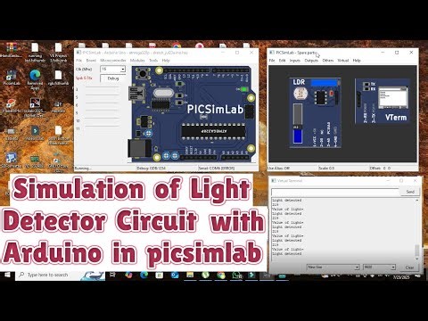Simulation of light detector circuit with arduino in picsimlab