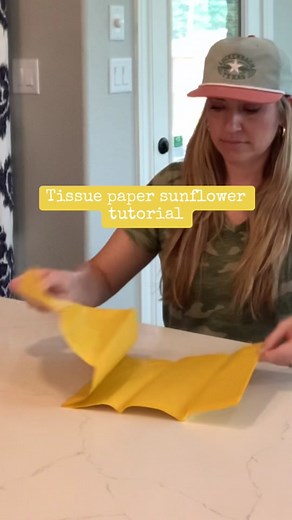 Make a tissue paper sunflower with me! Check out the end to see how I ... | tissue paper flowers
