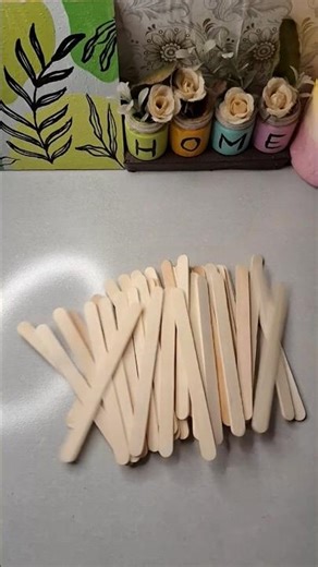 Popsicle Sticks Diy Wall Decor🧡🧡#art #craft #diy #shorts