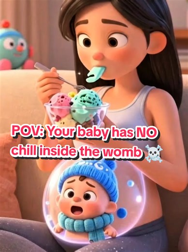POV: Your baby has NO chill inside the womb 💀 لما الجنين يكون ملوش حل! 😂 Wait for the ice cream reaction at the end! 🍦🧊😂 The struggle of being a baby inside the womb is real! لما الجنين يقرر يفضفض ويقول اللي في قلبه.. رد فعله على الآيس كريم موتني ضحك! 😂 شاهد للنهاية. #babytalk #FunnyBaby #PregnancyHumor #AiAnimation #Foryou