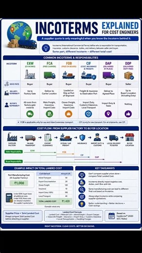 Incoterms Explained | EXW | FOB | CIF | DAP | DDP | Cost Engineering | Procurement | Should Costing