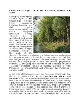 Landscape Ecology Environmental Science Worksheet for SubPlan & Homework