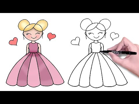 🌸 Como desenhar uma BONECA FOFA PRINCESA (Desenho fofo e fácil para meninas de 7 a 12 anos)