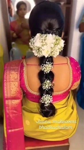 Engagement and Reception Hairstyles For South Indian Brides With Long Hair By Jaanu Stylishsoul