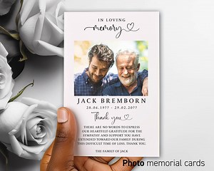 Funeral Thank You Cards With Photo, in Loving Memory Sympathy, Photo Funeral Thank You Notes, A6 Cards | PRINTED Luxury Textured Card 92 - Etsy