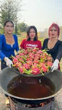 Cooking yummy deep fried dragon fruit recipe
