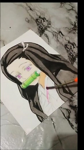 How to Draw and Colour Nezuko | Easy Anime Drawing Tutorial | Nezuko Kamado Art #shorts