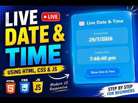 HTML CSS JavaScript Project | Live Date & Time with Modern UI | HTML JS Mini Project for Beginners