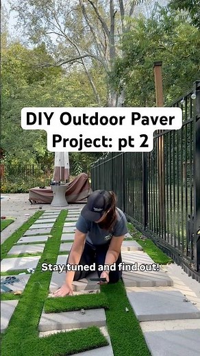 DIY outdoor paver project part 2: how to install artificial turf between pavers #shorts #diy #howto