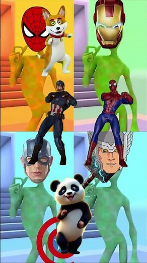 Alien dance👽 The avangers 1vs1vs1vs1 #spiderman #thor