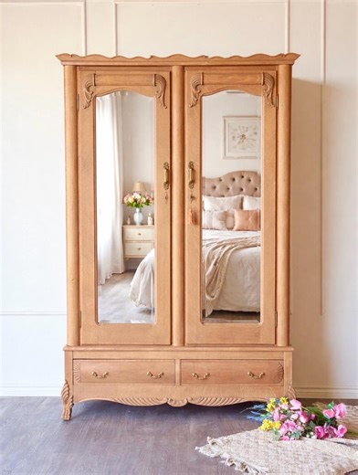 Antique 1800’s Tiger Oak Wardrobe | Linen Cabinet | Guest Room Wardrobe - Etsy