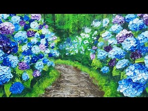 【油絵】【梅雨の紫陽花の道】 #油絵 #手書き #アート #紫陽花 #絵画 #絵 #油彩画 #美術 #Peinture #peinture #梅雨 #アジサイ #あじさい