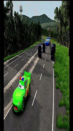Big & Small Ligtning McQueen Big Tsir Car vs Thomas Tank Engine vs Scary McQueen BeamNG.drive#shorts