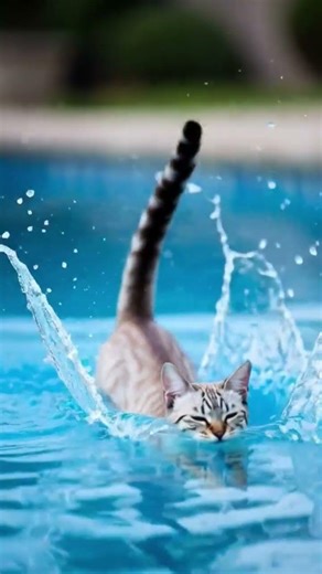 Eye of the Cat 🐈👑😍. #cat #tiger #swimming #pool #summer #fun #enjoy