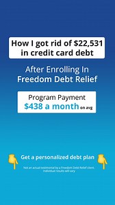 Credit card debt, beat it! Try 1 affordable monthly payment instead. 🥳 | Freedom Debt Relief