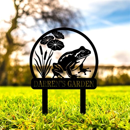 Personalized Frog Garden Metal Sign: Lakehouse Sign, Frog Metal Wall Art, Garden Decor - Etsy