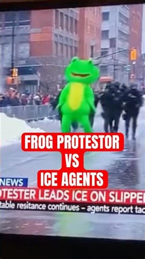 Frog Protestor Leads ICE on Slippery Streets