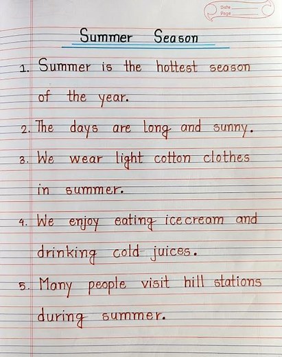 5 Lines Essay On Summer Season | Essay On Summer Season | 5 Easy Sentences About Summer Season