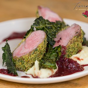 Crusted Lamb Loin, Parsnip Puree, and Blackberry Shallot Sauce - Kosher.com