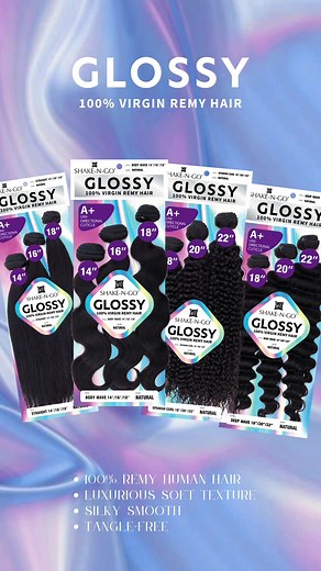 Elevate your hair game with GLOSSY 100% Virgin Remy Hair - the gold standard of hair extensions, promising unmatched beauty, quality, and sophistication. It features silky smooth, uni-lateral cuticles, and strong, high quality weft. No Shedding and Tangle-Free. 100% A Virgin Remy hair with high density that you can dye, bleach, perm. Available Length & Colors 18