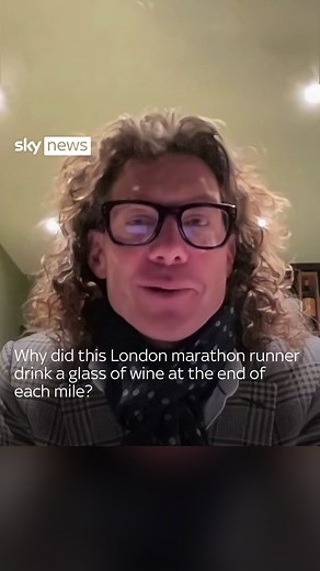 40K views · 119 reactions |  London marathon runner Tom Gilbey tells Sky’s Sarah-Jane Mee how he felt at the end of the race after drinking a different glass of wine when he finished each mile. #wine #marathon #london | Sky News | Facebook