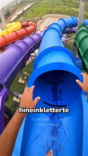 What happens when the water slide is empty? 🤯