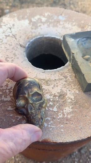 My Skull Mold was made with Pennies. I used a few older Pennies prior to 1980 since they contain more copper. I think it turned out okay. Almost looks like it could be gold. I wonder why it turned out that way? | Jack Tucker