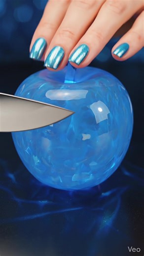 Glass Fruit Apple Slicing ASMR #asmr #glassfruit #relaxation #blueapple #apples