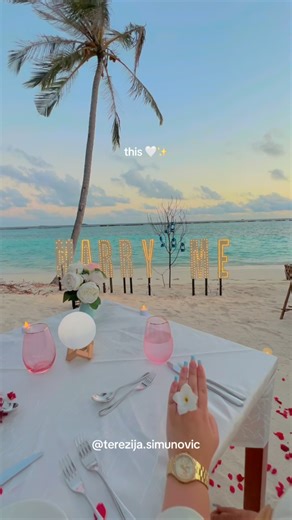 Terezija Šimunović on Instagram: "When a dream comes true. 🤍✨ #couple #couplegoals #myman #dream #proposal #isadyes #maldives #beach #paradise"