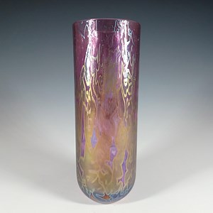 MARKED Royal Brierley Iridescent Pink Glass 'studio' Cylinder Vase - Etsy UK