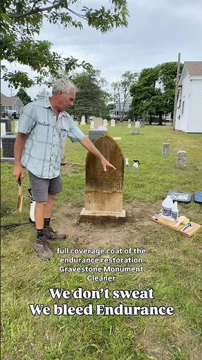 Cleaning a monument with Endurance Gravestone & Monument Cleaner yields IMMEDIATE results
