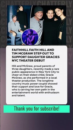 #FaithHill Faith Hill and Tim McGraw Step Out to Support Daughter Gracie's NYC Theater Debut