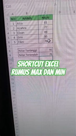 Excel MAX and MIN Formula Shortcut | Find Values Fast #excel #exceltricks #shorts #trending