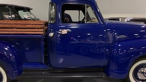30 reactions | Scott gives us a closer look at the '54 Chevy pickup in our showroom. This classic truck's detailed bed has new wood and stainless trim which looks great with the repainted medium blue body | Ellingson Motorcars | Facebook