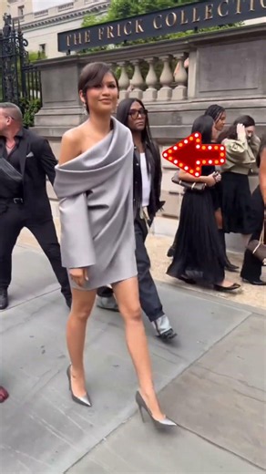 Zendaya Inspired Silver Satin Off-Shoulder Mini Dress ✨#zendaya #shorts #newyork