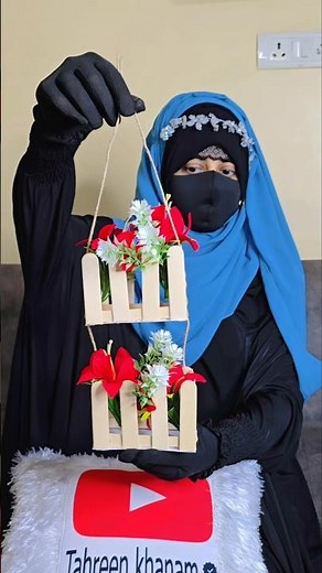 icecream Stick Flower Pot | Wall Hanging Craft Using ice-cream Stick #viralshort #shorts #diy #craft