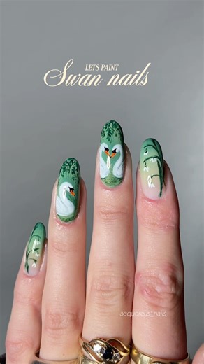 Swan nails!!! 🦢perfect for spring #nails #nailart #nailinspo #naildesign #nailtutorial #springnails