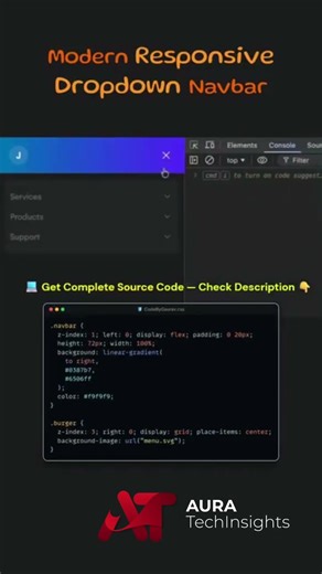 Modern Responsive Dropdown Navbar Using HTML & CSS Web Design Tutorial #shorts #viralshort