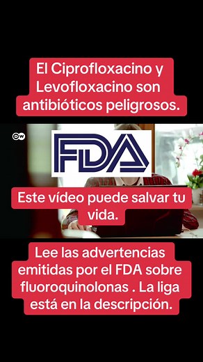 Los antibióticos de la clase fluoroquinolonas tales como el Ciprofloxacino, Levofloxacino y Moxifloxacino pueden salvar vidas pero también pueden arruinarlas. Solo deben ser prescritas para tratar infecciones graves y si no hay alternativa. Sigue las normas de los organismos de farmacovigilancia para su prescripción y su uso. Liga a las alertas emitidad por el FDA (EE.UU) para fluoroquinolonas. https://www.fda.gov/drugs/drug-safety-and-availability/la-fda-actualiza-las-advertencias-para-los-anti