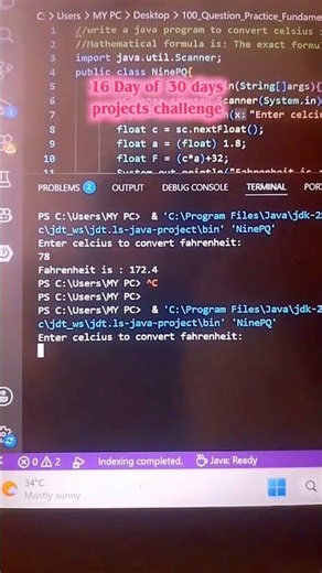 Java projects for beginners | Celsius to Fahrenheit #shortsfeed #millionviews #coding #java #ai #10m