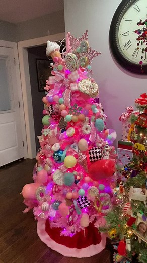 Candy tree is up! I’ve done a lot of candy themed trees, but this one takes the cake! I made the garland with a pack of ball pit balls from amazon and some fishing line. Super easy! Inhad a lot of fun with this tree! #candytree #candydecor #christmastree #candychristmastree
