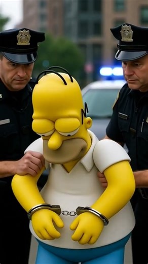 Homer Simpson running from the cops then getting captured