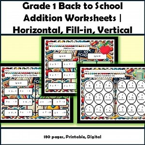 Grade 1 Back to School Math Addition Missing Addend Find the Sum Within 20 Pack