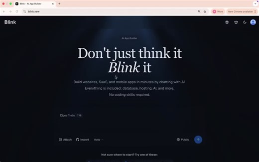 How to go from idea → prototype → app in minutes:(a quick step-by-step guide)1. Go to Blink .new2. Click “New App”3. Type what you want to build: website, SaaS, app4. Blink builds the full… | Axelle Malek | 114 comments