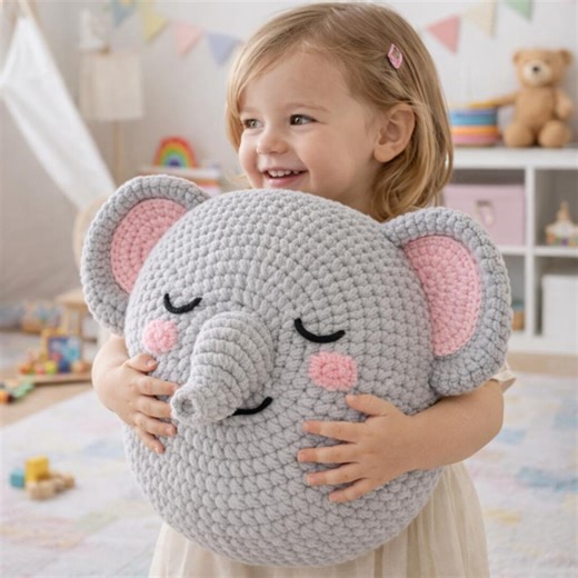 Elephant Crochet Pillow Pattern PDF | Cute Baby Nursery Cushion | Amigurumi Elephant Crochet Tutorial Digital Download Instant Files!! Easy! - Etsy Canada