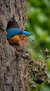 The Kingfisher Building a Nest out of Fish Bones! #timelapse #nest #birds #wildlife #birdnest