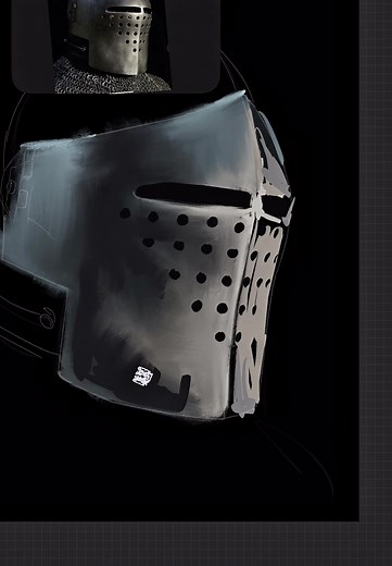 I draw helmet 🫡 rendering metal in Procreate using Stucco smudge brush - which is included by default. Step One #procreate #howtodraw #armor #artprocess #knightcore