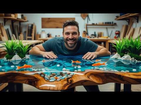 You WON'T BELIEVE There Are LIVE FISH Swimming In This Epoxy Ocean Table!