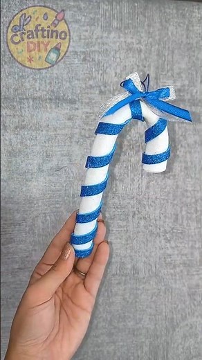 DIY Glitter Candy Cane in 1 Minute 🎄✨ | Easy Christmas Craft Idea #diy #cristmasdecor #craft