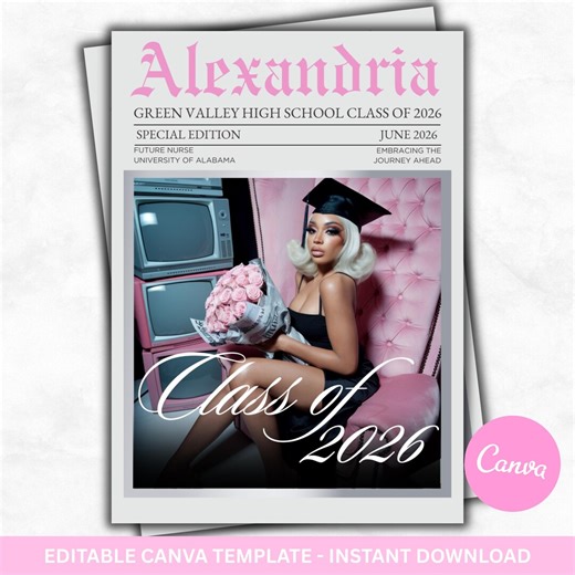 Class of 2026 Newspaper Graduation Flyer Template (canva Download) - Etsy